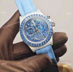 PPM Rolex Daytona Skeleton Super Clone 4801 Watch Quartz Fiber with Blue Square Diamond